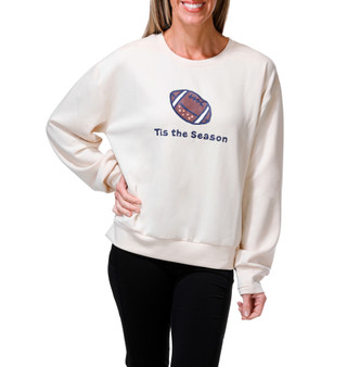 Thumbnail 1: Life is Good Women's Tis The Season Football Graphic Sweatshirt 