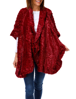Thumbnail 1: Nanette Lepore Women's Sequin Faux Fur Ruana 