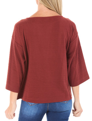 Thumbnail 2: Bobeau Women's 3/4 Sleeve Boat Neck Top 