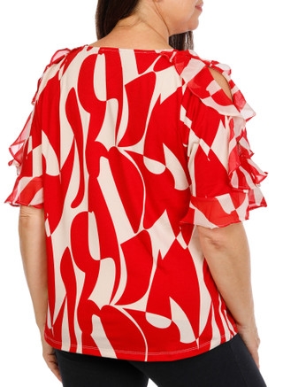 Thumbnail 2: Sara Michele Women's Plus 3/4 Sleeve Print Top  