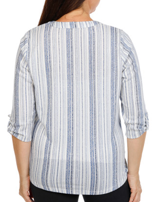 Thumbnail 2: Joie De Vivre Women's Plus 3/4 Sleeve Split Neck Button Front Top 