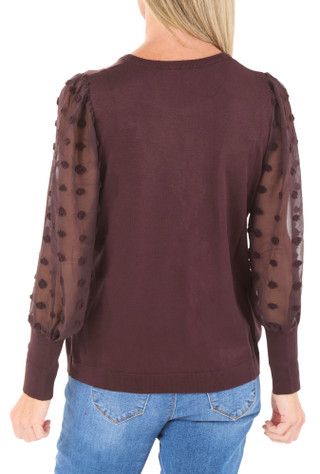 Thumbnail 2: Adrianna Papell Women's Long Mesh Sleeve Sweater Top 