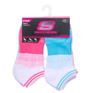 Thumbnail 1: Skechers 6 Pr Girls Low Cut Cushioned Socks 