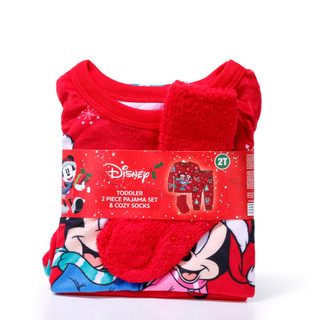Thumbnail 1: Disney Toddler Girls 3 Pc Minnie Mickey Christmas Pajama Pants Set 