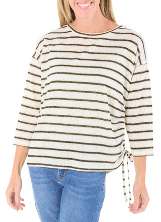 Thumbnail 1: Bobeau Women's 3/4 Sleeve Side Ruched Top 