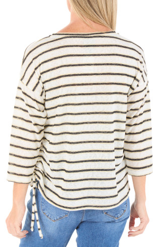Thumbnail 2: Bobeau Women's 3/4 Sleeve Side Ruched Top 