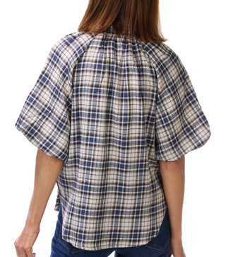 Thumbnail 2: MAX STUDIO Women's Short Bubble Sleeve Plaid Top 