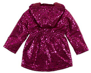 Thumbnail 2: Penelope Mack Girls Metallic Heart Print Puffer Jacket  