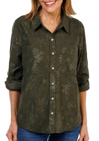Thumbnail 1: Madison & Monroe Women's 2 Pocket Button Up Roll Tab Corduroy Shirt 