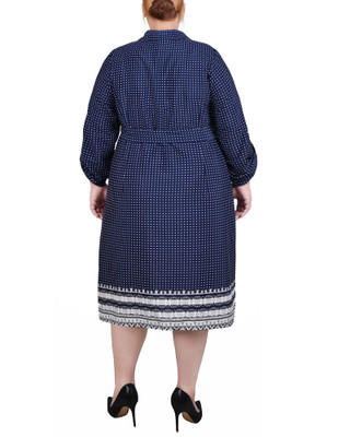 Thumbnail 2: NY COLLECTION NY Collection Plus 3/4 Roll Tab Sleeve Belted Shirtdress 