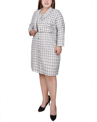 Thumbnail 5: NY COLLECTION NY Collection Plus Long Sleeve Tweed Dress Set 