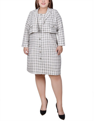 Thumbnail 1: NY COLLECTION NY Collection Plus Long Sleeve Tweed Dress Set 