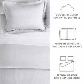 Thumbnail 20: Home Collections Home Collections Premium Soft Pinstriped Duvet Cover Set 