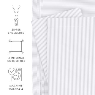 Thumbnail 8: Home Collections Home Collections Premium Soft Pinstriped Duvet Cover Set 