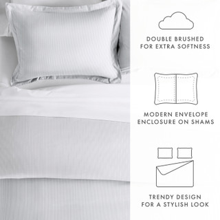 Thumbnail 7: Home Collections Home Collections Premium Soft Pinstriped Duvet Cover Set 