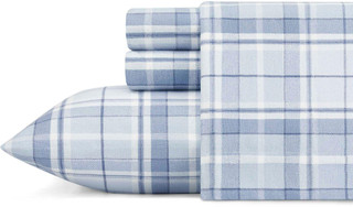 Thumbnail 2: Laura Ashley Laura Ashley Mulholland Blue Plaid Flannel Sheet Set 