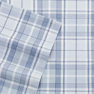 Thumbnail 7: Laura Ashley Laura Ashley Mulholland Blue Plaid Flannel Sheet Set 