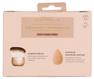 Thumbnail 2: Ruby & Millie 2 Pc Angled Kabuki & Blending Sponge 