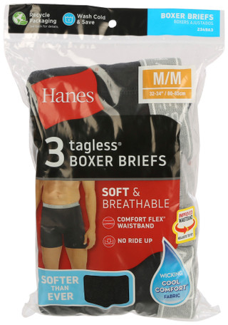 Thumbnail 3: Hanes Hanes Mens 3-Pk. Solid Comfort Flex Boxer Briefs 