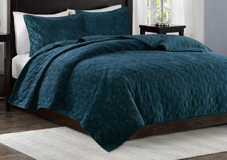 Thumbnail 2: Madison Park Madison Park Harper Teal 3-pc. Coverlet Set 