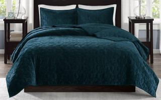 Thumbnail 3: Madison Park Madison Park Harper Teal 3-pc. Coverlet Set 