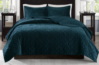 Thumbnail 4: Madison Park Madison Park Harper Teal 3-pc. Coverlet Set 