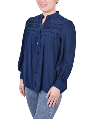 Thumbnail 3: NY COLLECTION NY Collection Womens Long Sleeve Crochet Blouse 