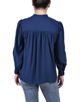 Thumbnail 2: NY COLLECTION NY Collection Womens Long Sleeve Crochet Blouse 
