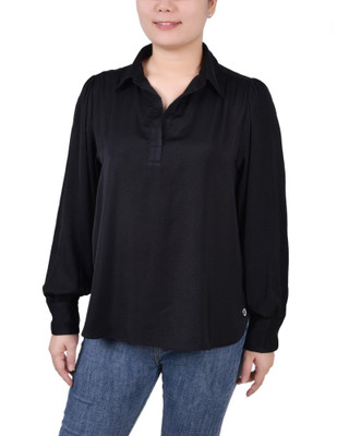 Thumbnail 1: NY COLLECTION NY Collection Womens Long Puff Sleeve Satin Blouse 