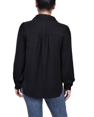 Thumbnail 3: NY COLLECTION NY Collection Womens Long Puff Sleeve Satin Blouse 