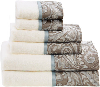 Thumbnail 1: Madison Park Madison Park Aubrey 6-pc. Blue Jacquard Towel Set 