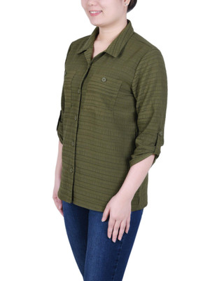 Thumbnail 3: NY COLLECTION NY Collection Petite 3/4 Sleeve Woven Jacquard Blouse 