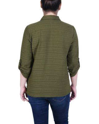 Thumbnail 2: NY COLLECTION NY Collection Petite 3/4 Sleeve Woven Jacquard Blouse 