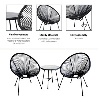 Thumbnail 4: DUKAP Sassio 3 Piece Conversation Patio Set with Cushions 
