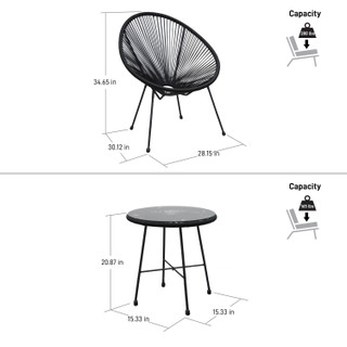 Thumbnail 3: DUKAP Sassio 3 Piece Conversation Patio Set with Cushions 