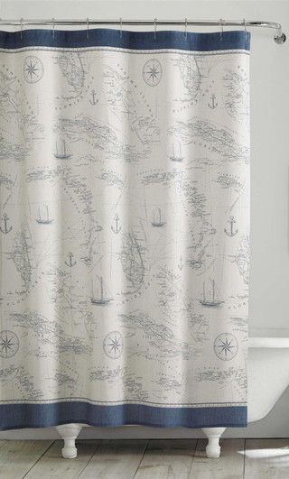 Thumbnail 1: Tommy Bahama Tommy Bahama Caribbean Sea Blue Shower Curtain 