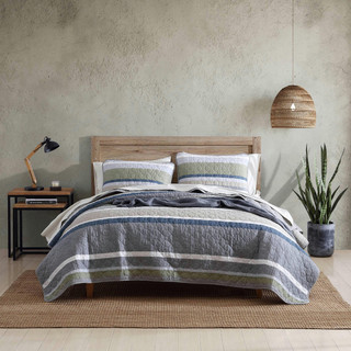 Thumbnail 2: Eddie Bauer Eddie Bauer Salmon Ladder 100% Cotton Reversible Quilt Set 
