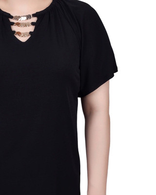 Thumbnail 4: NY COLLECTION NY Collection Petite Raglan Sleeve Top with Chain Detail 