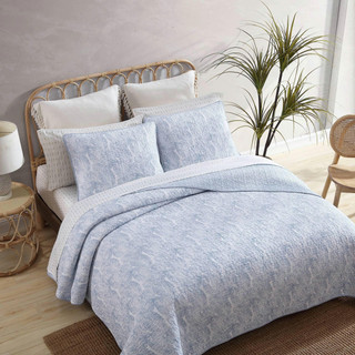 Thumbnail 7: Tommy Bahama Tommy Bahama Distressed Water Leaves Reversible Quilt Set 