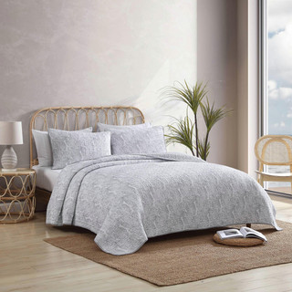Thumbnail 5: Tommy Bahama Tommy Bahama Distressed Water Leaves Reversible Quilt Set 