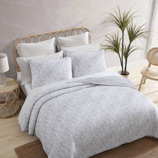 Thumbnail 3: Tommy Bahama Tommy Bahama Distressed Water Leaves Reversible Quilt Set 
