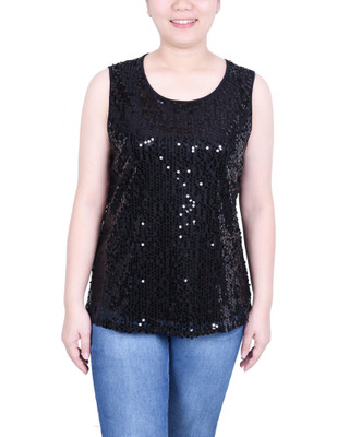 Thumbnail 1: NY COLLECTION NY Collection Petite Sleeveless Sequined Tank Top 