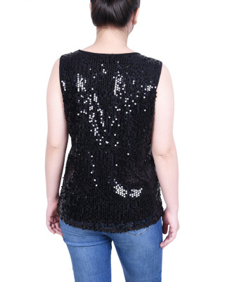 Thumbnail 2: NY COLLECTION NY Collection Petite Sleeveless Sequined Tank Top 