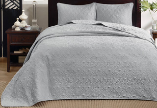 Thumbnail 3: Madison Park Madison Park Quebec 3 pc Corner Pleated Quilted Bedspread 