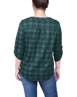 Thumbnail 3: NY COLLECTION NY Collection Womens 3/4 Roll Sleeve Top 