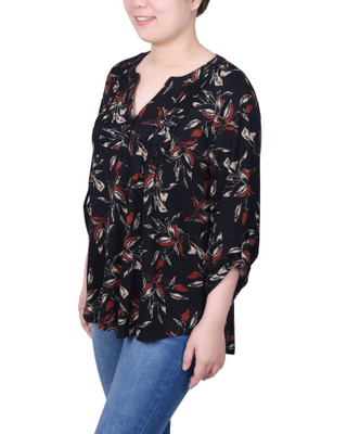 Thumbnail 2: NY COLLECTION NY Collection Womens 3/4 Roll Sleeve Top 
