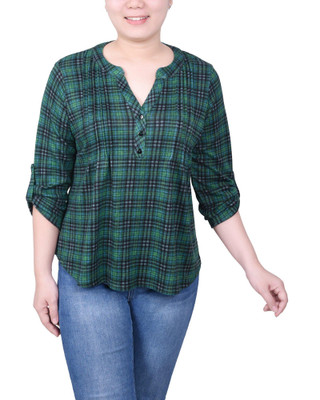 Thumbnail 1: NY COLLECTION NY Collection Womens 3/4 Roll Sleeve Top 