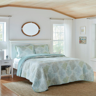 Thumbnail 5: Laura Ashley Laura Ashley Saltwater 100% Cotton Reversible Quilt Set 