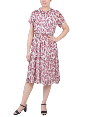 Thumbnail 1: NY COLLECTION NY Collection Petite Short Sleeve Smocked Waist Dress 