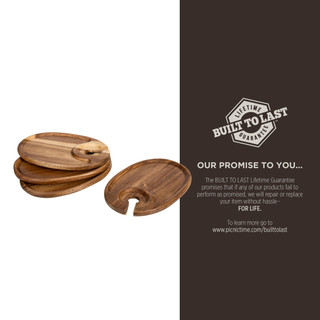 Thumbnail 7: Toscana Toscana Wine Appetizer Plate Set of 4 Acacia Wood 